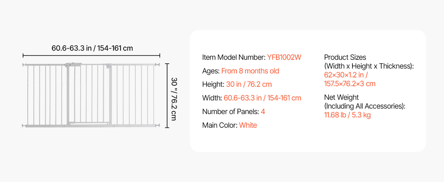 SucceBuy Baby Gate Walk Through Doorways Pressure Mounted