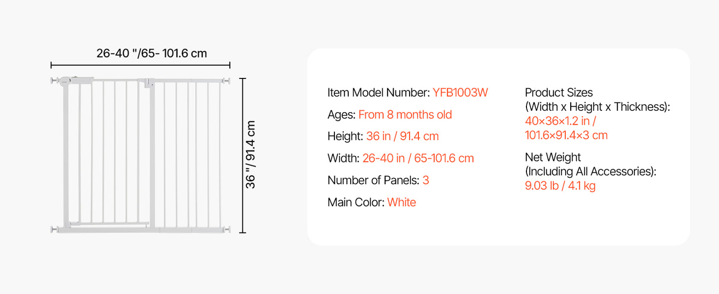 SucceBuy Baby Gate Walk Through Doorways Pressure Mounted