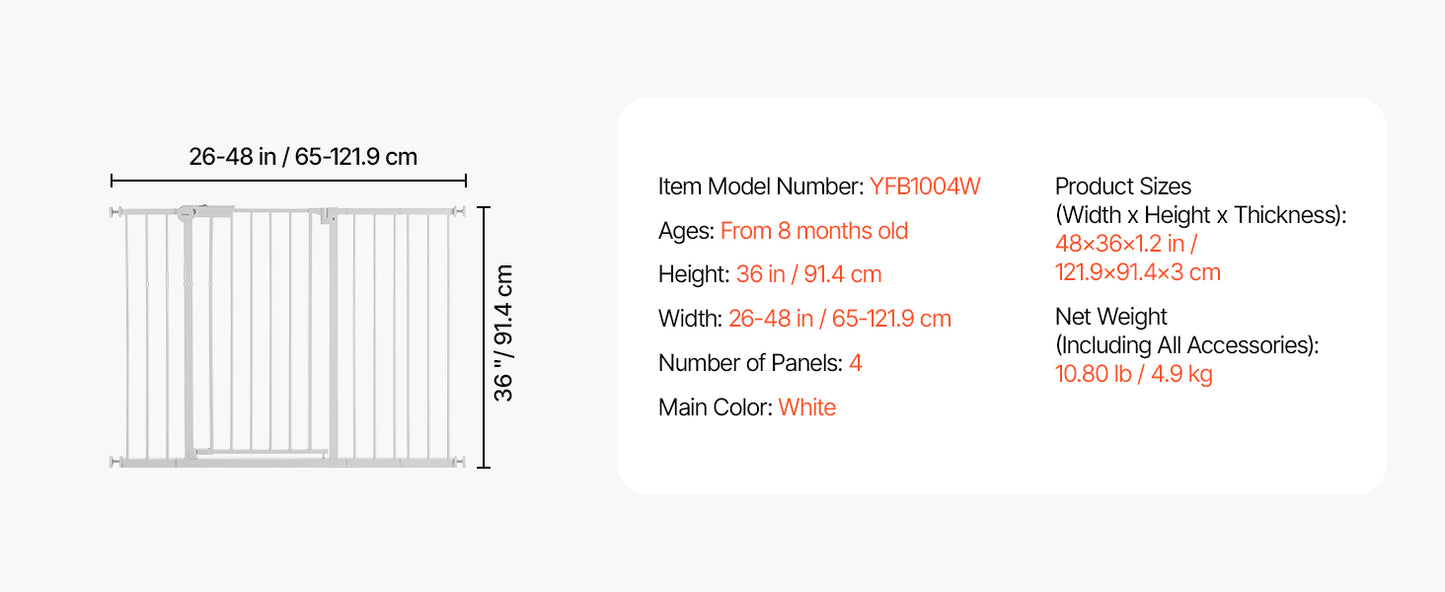 SucceBuy Baby Gate Walk Through Doorways Pressure Mounted