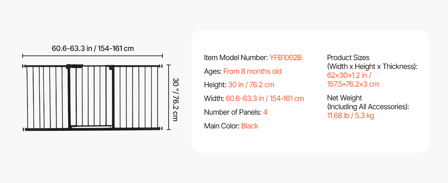 SucceBuy Baby Gate Walk Through Doorways Pressure Mounted