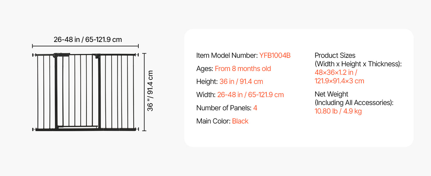 SucceBuy Baby Gate Walk Through Doorways Pressure Mounted