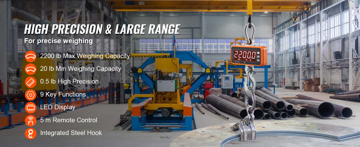 SucceBuy Digital Crane Scale Industrial Hanging Scale With Remote