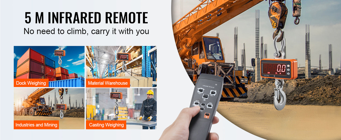 SucceBuy Digital Crane Scale Industrial Hanging Scale With Remote