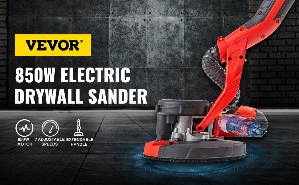 SucceBuy 850W Drywall Sander With Variable Speed And Vacuum Bag