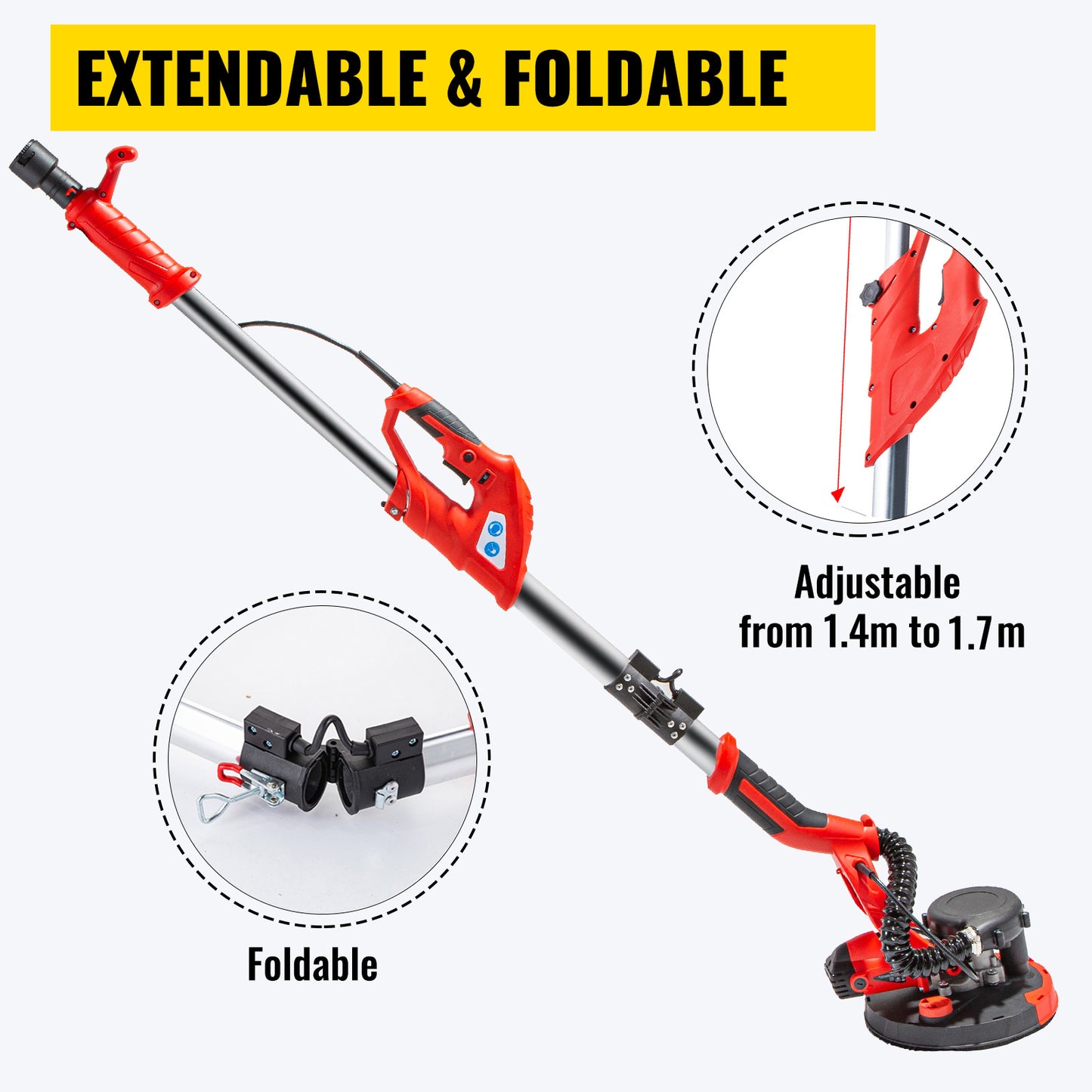 SucceBuy 850W Drywall Sander With Variable Speed And Vacuum Bag