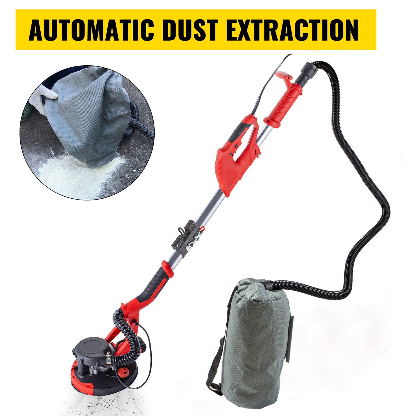 SucceBuy 850W Drywall Sander With Variable Speed And Vacuum Bag