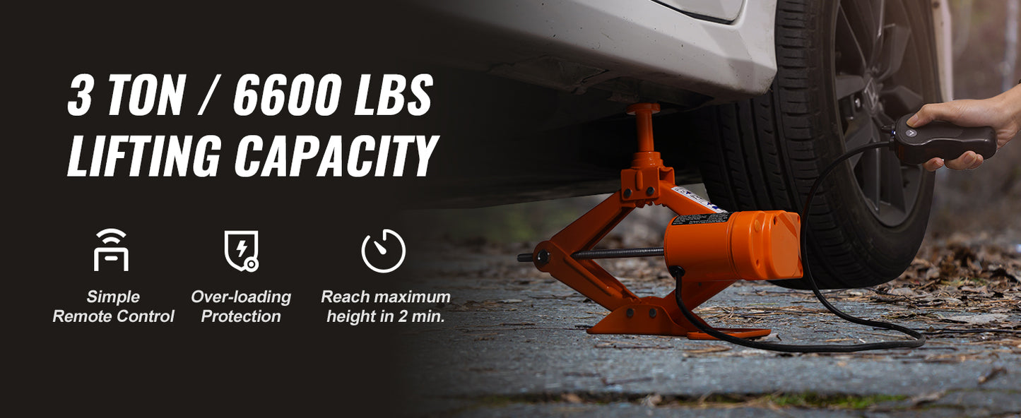 SucceBuy 3 Ton Electric Scissor Car Jack Kit With 12V Electric Impact Wrench