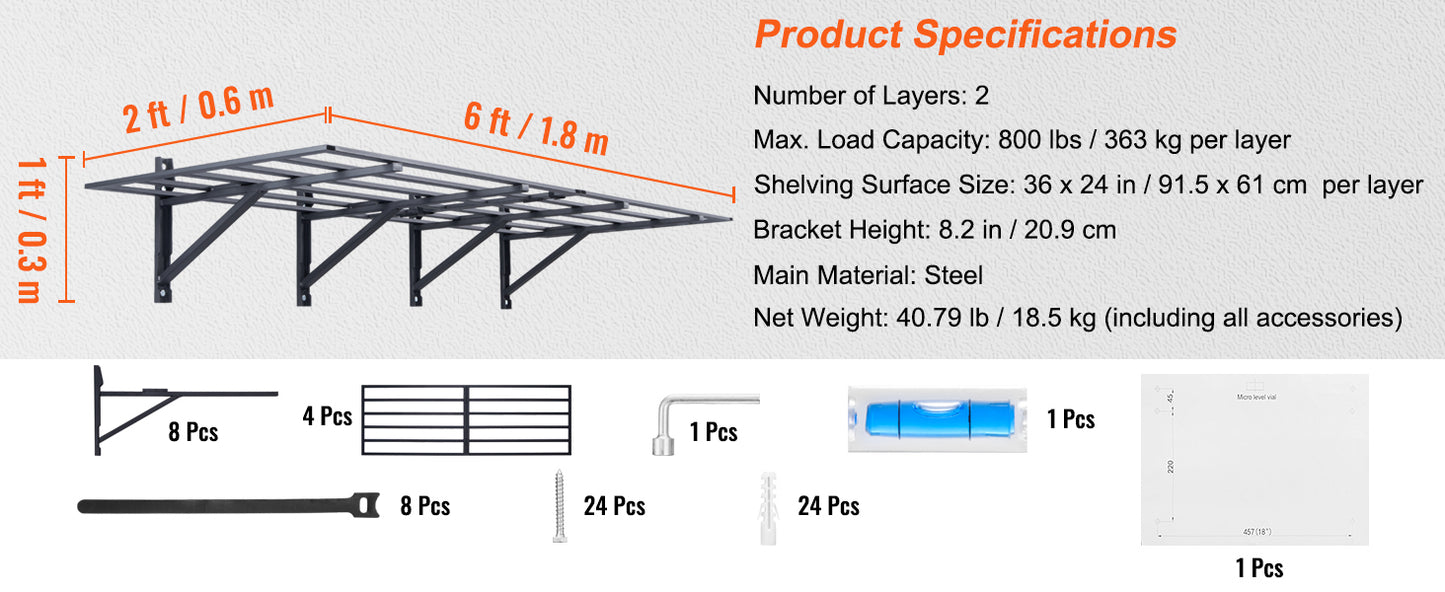 Garage Storage Rack Wall Mounted Heavy Duty Tool Organizer