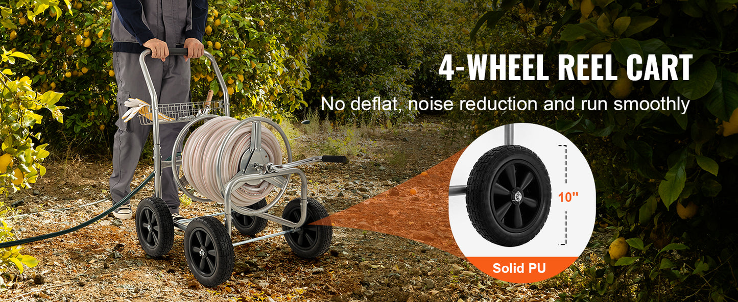 SucceBuy Hose Reel Cart Heavy Duty Garden With Basket
