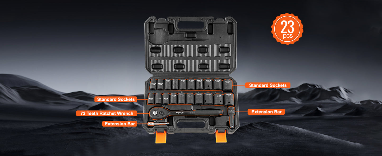 SucceBuy Impact Socket Set Deep SAE Metric CrMo Alloy Steel