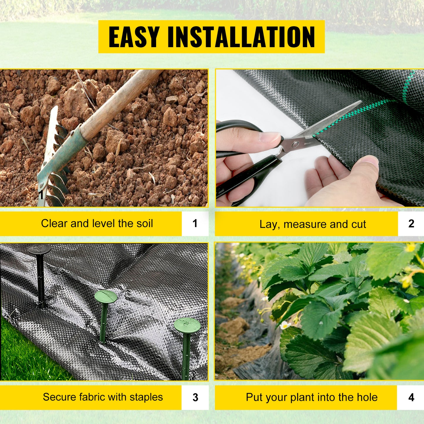 SucceBuy Landscape Fabric Heavy Duty Weed Barrier for Ground Cover
