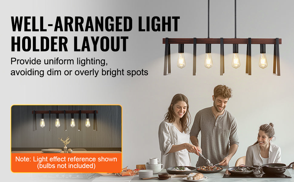 4 Light Kitchen Island Pendant Lights 60W Industrial Farmhouse Frame