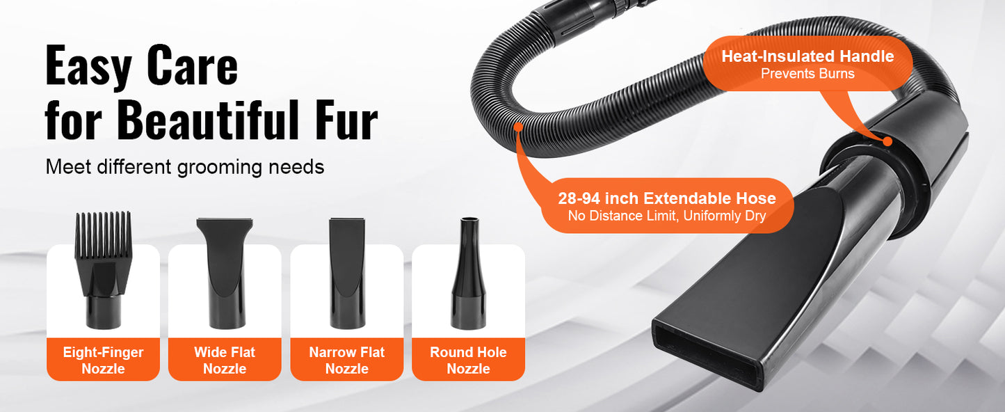 SucceBuy 2800W Dog Blow Dryer With Adjustable Speed And Nozzles