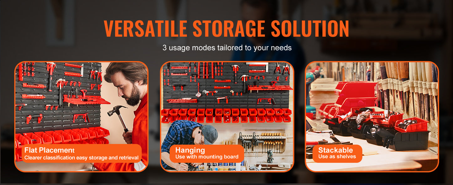 SucceBuy Wall Mounted Storage Bins Rack Organizer For Garage Tools