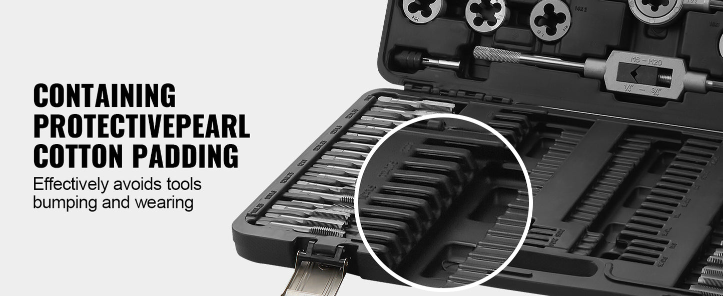 SucceBuy Tap And Die Set Bearing Steel Metalworking Threading Tools