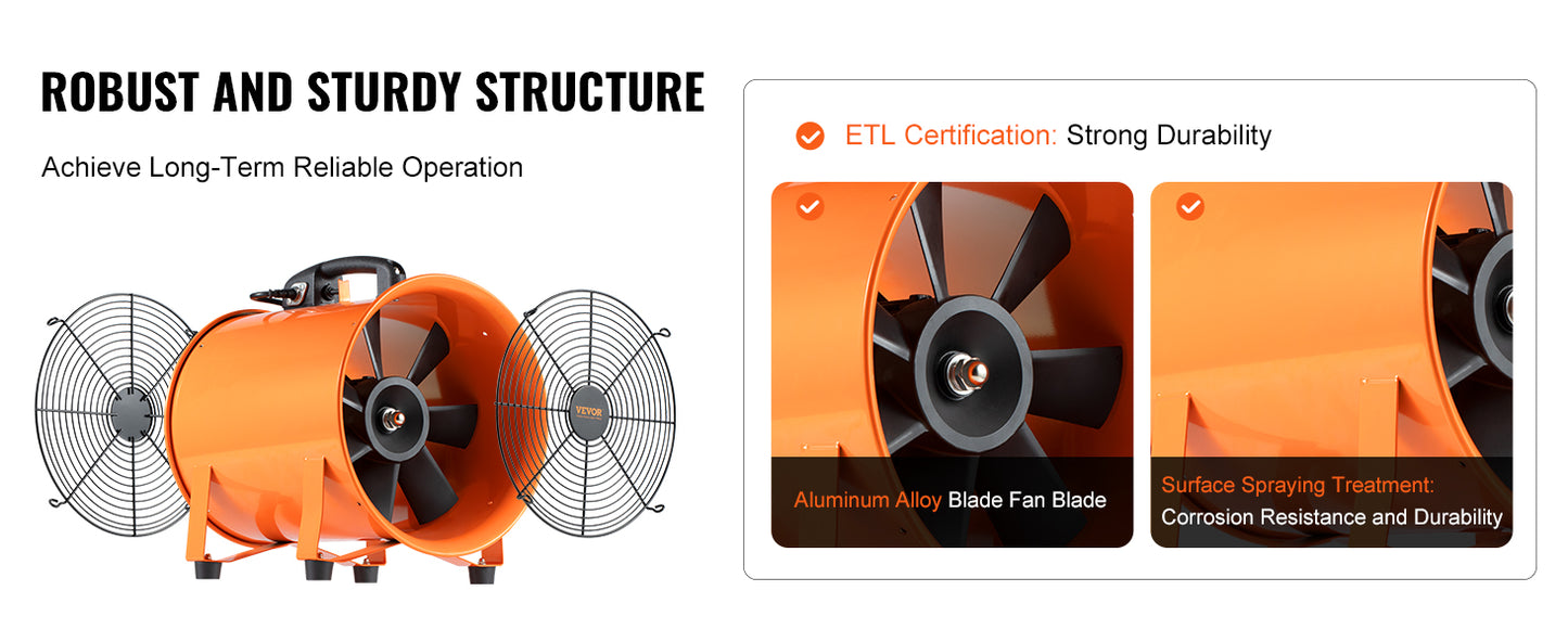 VEVOR Exhaust Fan Industrial Ventilation Blower Portable For Warehouse